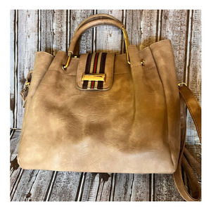 Tan Suede handbag with strap
